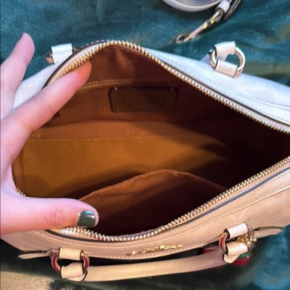Coach Cream Satchel with Cherry Charm - Picture 2 of 9
